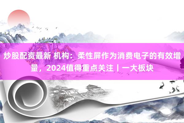 炒股配资最新 机构:柔性屏作为消费电子的有效增量,2024值得重点关注丨一大板块